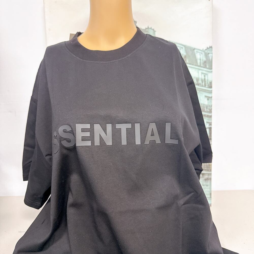 Fear of God Essentials Jet Black Logo Tee Oversized XL